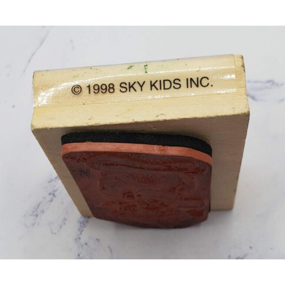 Kitten and Bunny Wood Mounted Rubber Stamp 1998 Sky Kids Wooden Stamp - Picture 4 of 8